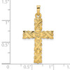 14k Yellow Gold Polished and Textured Solid Floral Cross Pendant XR1902