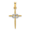 14k Two-tone Gold Polished and Satin Solid Double Ring Cross Pendant XR2004