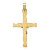 14k Two-tone Gold Polished Hollow INRI Crucifix Twisted Cross Pendant