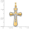 14k Two-tone Gold and White Rhodium Hollow INRI Crucifix Pendant XR2062