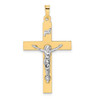 14k Two-tone Gold Polished Solid INRI Crucifix Pendant XR2070