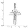 Sterling Silver Polished Beaded Edge Crucifix Pendant