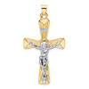 14k Two-tone Gold Polished Solid INRI Crucifix Pendant XR2060