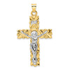 14k Two-tone Gold Polished Solid INRI Crucifix Pendant XR2051