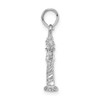 Sterling Silver Polished/Textured 3D Menorah Pendant