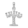Sterling Silver Polished/Textured 3D Menorah Pendant