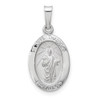 14k White Gold Polished and Satin Hollow Oval St Jude Thaddeus Medal Pendant