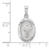 14k White Gold Polished and Satin Hollow Oval St Jude Thaddeus Medal Pendant