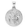 14k White Gold Polished and Satin Hollow Jesus Face Disc Pendant XR1893