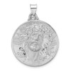 14k White Gold Polished and Satin Hollow Jesus Face Disc Pendant XR1889