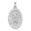 14k White Gold Polished Oval Solid Saint Christopher Medal Pendant