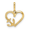 14k Yellow Gold CZ Heart with Anchor Pendant