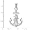 Sterling Silver Polished Anchor w/Seahorse Pendant