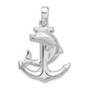 Sterling Silver Polished Large Dolphin and Anchor Pendant