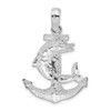 Sterling Silver Polished Large Dolphin and Anchor Pendant