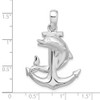 Sterling Silver Polished Large Dolphin and Anchor Pendant