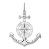 Sterling Silver Polished 3D Large Anchor w/Compass Pendant