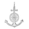Sterling Silver Polished 3D Large Anchor w/Compass Pendant