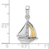 Sterling Silver Polished 3D Sailboat w/14k Yellow Gold Sail Pendant