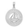 Sterling Silver Polished Mystic, CT Circle w/Sailboat Pendant
