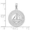Sterling Silver Polished Mystic, CT Circle w/Sailboat Pendant