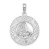 Sterling Silver Polished Mystic, CT Circle w/Sailboat Pendant