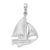 Sterling Silver Polished Enameled Sailboat Pendant