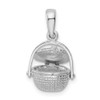 Sterling Silver Polished 3D Moveable Nantucket Basket Pendant