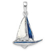 Sterling Silver Polished 3D Enameled Sailboat Pendant