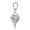 Sterling Silver Polished 3D Moveable Fishing Reel Pendant