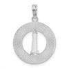 Sterling Silver Polished Pentwater, MI Circle w/Lighthouse Pendant