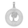 Sterling Silver Polished Charleston Circle w/Palm Tree Pendant