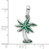 Sterling Silver Polished Enameled Palm Tree Pendant