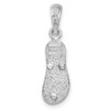 Sterling Silver Textured 3D Flip-flop w/14 Straps Pendant