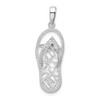 Sterling Silver Polished 3D Cut-out Flowers Flip-flop Pendant