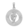 Sterling Silver Polished Ocean City, MD Circle w/Shell Pendant