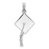 Sterling Silver Polish 3D Moveable Tassel Graduation Cap Pendant