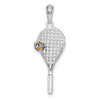 Sterling Silver Polished Tennis Racquet w/14k Yellow Gold Ball Pendant