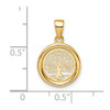 14k Yellow Gold Polished Tree of Life Circle Pendant