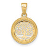 14k Yellow Gold Polished Tree of Life Circle Pendant