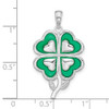 Sterling Silver Polished Enameled 4-Leaf Clover Pendant