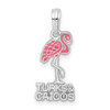 Sterling Silver Polished Enameled Turks Caicos w/Flamingo Pendant