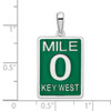 Sterling Silver Polished Enameled Large Key West Mile 0 Pendant