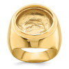 14k Yellow Gold Men's Polished Classic Solid Back 17.8mm Coin Bezel Ring