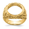 14k Gold Polished Men's Carved Nugget 15mm Coin Bezel Ring