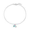 Sterling Silver 9.25"+.75" Anchor and Simulated Turquoise Anklet