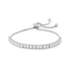 Sterling Silver Rhodium Plated Square CZ Friendship Bolo Bracelet