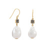 Sterling Silver 14 Karat Gold Plated CZ and Baroque Culture Cultured Freshwater Pearl Earrings
