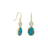 Sterling Silver 14 Karat Gold Plated Simulated Turquoise and Sky Blue Topaz Earrings