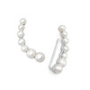 Sterling Silver Rhodium Plated Graduated Cultured Freshwater Pearl Ear Climbers